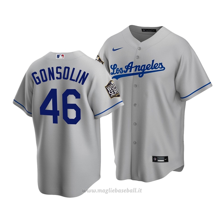 Maglia Baseball Uomo Los Angeles Dodgers Tony Gonsolin 2020 Replica Road Grigio